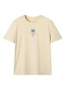 Women's Minimalist Coconut Tree Slogan Print Casual Round Neck Short Sleeve T-Shirt, Simple & Versatile, Suitable For Daily & Holiday Wear.Graphic Tee, Women, White, Black, Pink Summer VacationCasual Daily Wear, Pefert For Summer Vacation Outfits - 杏子 3 - 查看 4