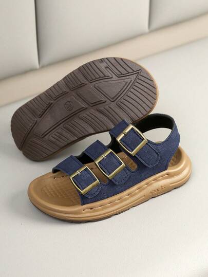 1 Pair Children's Fashion Sandals, Hook And Loop Rubber Non-Slip Soles, Outdoor Beach Shoes, Suitable For 3-12 Years Old