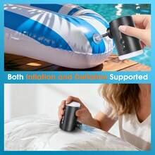 Portable Electric Mini Air Pump - Camping (SOS) Lighting, 4 Universal Nozzles, Carabiner, 3600mAh Rechargeable - Quick Inflation/Deflation For Inflatable Pool/Air Mattress/Vacuum Storage Bag - Black - View 7