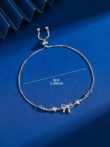 1件优雅可爱奢华蝴蝶心形锆石可调节手链，适合女性和女孩日常佩戴、生日礼物、毕业派对，为装扮增添精致感。 - 彩色 - 查看 8