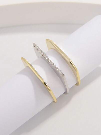 طقم من الخواتم الفضية الإسترلينية 925 الأنيقة والبسيطة والأنيقة المرصعة بالزركونيا المكعبة ثلاثية الطبقات، مناسبة للمطابقة اليومية للنساء، المناسبات، الحفلات، تعزيز الأناقة، هدية