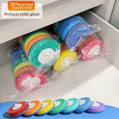 Cepillo de baño con mango, juego de cabezal de cepillo, cepillo de baño para el hogar, ideal para la limpieza del baño, artículos de limpieza, accesorios de limpieza
