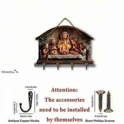 Nouvelle décoration de Noël suspendue, ornement plat en bois, accessoire décoratif porte-clés