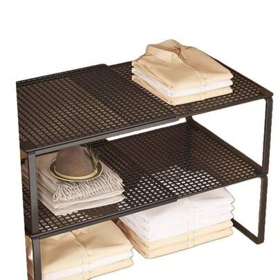 2 قطعة/1 قطعة رف تخزين خزانة قابل للتوسيع متعدد الوظائف - رف منظم خزانة معدني قوي، قابل للتعديل في الارتفاع، مثالي للمنزل والمكتب والتجزئة والمطبخ والغرفة والمكتب وحامل الأحذية والرف الكتب وخزانة الملابس وتنظيم وتخزين الملابس، ديكور المنزل والمكتب، هيكل متين، سهل التركيب، يساعد في تنظيم المنزل والمكتب