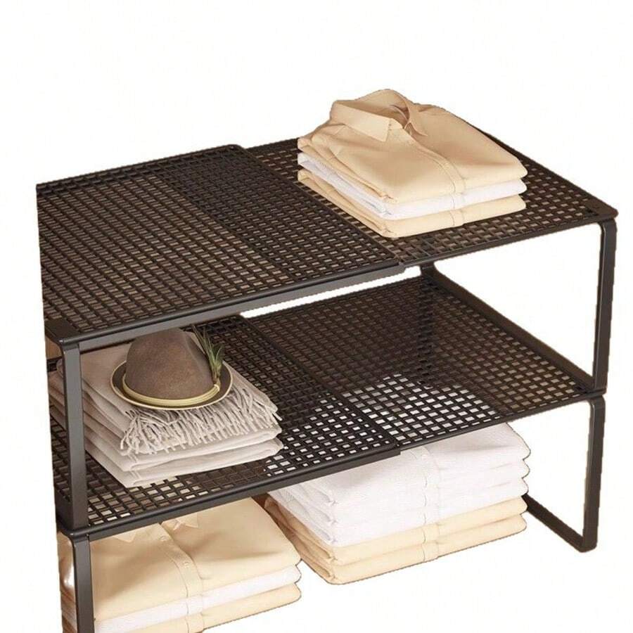 2pcs/1pc Multi-Functional Expandable Wardrobe Storage Rack - Sturdy Metal Closet Organizer Rack, Height Adjustable, Ideal For Home, Office, Retail, Kitchen, Bedroom, Desk, Shoe Rack, Bookshelf, Wardrobe Shelf, Clothes Organization And Storage, Home & Office Decor, Durable Structure, Easy To Install, Helps Organize Home And Office - Multicolor - View 1
