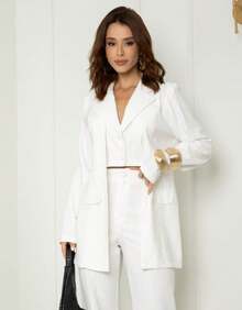 Women's Premium Blazer And Pants Set - White - View 7