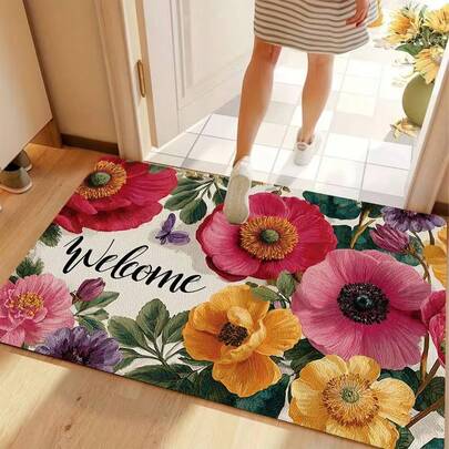 1 tấm thảm hoa đỏ trang nhã - Thảm chùi chân hoa văn cổ điển, thích hợp cho hiên nhà, phòng ngủ, phòng khách - Quà tặng trang trí lối vào, quà tặng Ngày của Mẹ, thảm mùa xuân, trang trí nhà cửa, thảm trải sàn, thảm sân vườn, thảm có thể giặt, thích hợp cho trang trí tiệc, làm nổi bật phong cách nhà cửa, vật trang trí cần thiết để tăng thêm vẻ đẹp ngày lễ, mang lại niềm vui, trang trí nhà cửa.