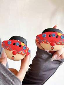 1pc Creative Cute Mask Design Wireless Bluetooth Earphone Protective Case, Shockproof Silicone Cover, Perfect Gift For Family And Friends - Multicolor - View 4