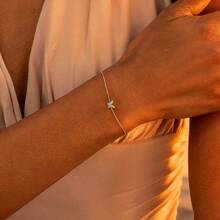 1pc S925 Silver Luxury Butterfly Design Bracelet With Sparkling Zirconia Stones, Elegant Everyday Wear Jewelry, Quality Gift For Loved Ones - Yellow Gold - View 3