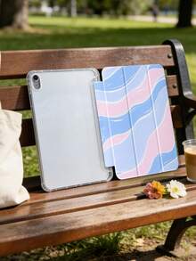 1 件装蓝粉波浪纹彩绘平板电脑保护套，兼容 iPad Mini 4/5/6/7、Air、9.7/10.2/10.5/Air 4/5、Pro 11 英寸（第十代）、Air 11 英寸（M3）2025、11 英寸（A16）第十一代 2025、Galaxy Tab A8 10.5 英寸 2022。功能：内置笔槽、三折支架、TPU 软边保护、磁吸式睡眠/唤醒、可爱设计。 - 彩色 - 查看 7