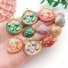 2 chiếc mặt dây chuyền hình vỏ sò bằng thép không gỉ tráng men, mặt dây chuyền kim loại hình vỏ sò màu vàng, thích hợp làm vòng tay, móc khóa, trang sức thủ công. - Nhiều màu - Xem 3