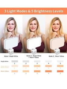 Selfie Live Stream Rechargeable Clip-On Ring Light For Phones And Laptops 3-Mode Adjustable LED Fill Light, Suitable For Selfie, Zoom Call, Makeup And Video Shooting, Universal Compatibility Compatible With Iphone And Android Mother's Day Birthday - Style a - View 3
