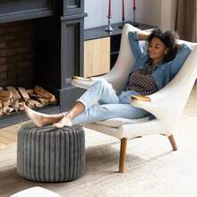 1个毛绒圆形冥想垫套（20*15英寸），蓬松柔软的蒲团脚凳套，可拆卸可水洗毛绒脚凳套 - 粉色 1 件 - 查看 6