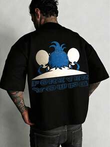 Manfinity  kurzes bedrucktes T-Shirt "I am Jesus" in Weiß, Unisex und lässige Streetwear, Y2K. - Schwarz - Übersicht 1