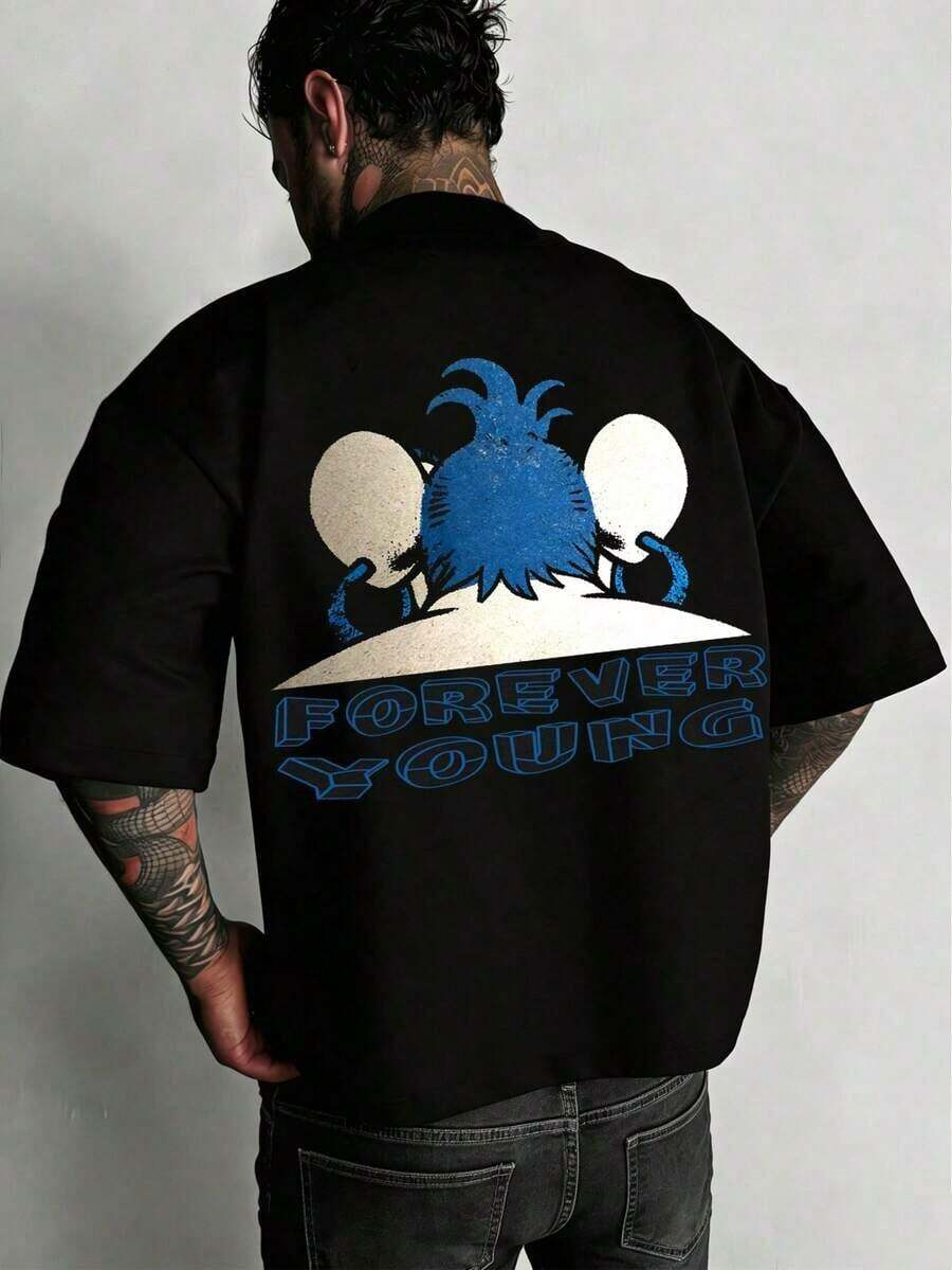 Manfinity  kurzes bedrucktes T-Shirt "I am Jesus" in Weiß, Unisex und lässige Streetwear, Y2K. - Schwarz - Übersicht 1