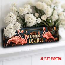 1 Peça Placa Decorativa de Estilo Retrô 2D, Arte de Parede de Metal Flamingo Sala de Lazer, Adequada para Casa, Café, Garagem, Casa de Campo, Banheiro, Cozinha, Jardim, Presente de Feriado, 10,16 X 40,64 Cm - Multicolorido - Visão 5