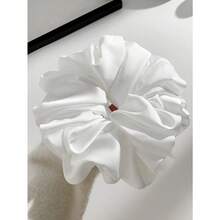 1pc White Faux Silk Super Large Fluffy High Elasticity Soft Smooth Texture Fashionable Casual Comfortable Wear All-Match Women's Hair Scrunchie With A Touch Of Luxury Scrunchies Hair Ties Scrunchy Hair Ties Ponytail Head Accessories Elastic Band Beauty Home Hair Accessories - 白色 - 查看 10