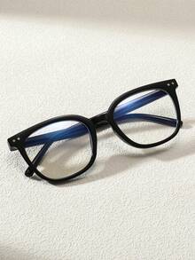 1 chiếc kính mắt vuông kiểu Y2K dễ thương, phong cách thường ngày, unisex, tròng trong suốt, thích hợp cho các bữa tiệc. - màu đen - Xem 1