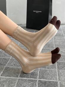 1/2/3 Pairs Women's Striped Comfortable Toe Separator Socks - Multicolor - View 6