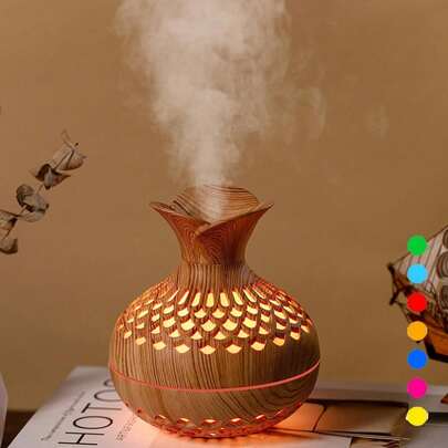 Elegant Wooden Aromatherapy Humidifier For Home, Bedroom, Office - With 7-Color LED Ambient Lighting & 2 Mist Modes - USB-Powered Compact Design For Home, Office, Car - Perfect Christmas Day & New Year Gift, Decorative Humidifier, Scent Diffuser
