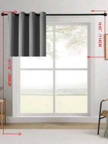 1pc/2pcs Solid Color Polyester Curtains, Energy Blackout Light Blocking Thermal Insulated Curtains For Kitchen, Dining Room, Living Room, Bedroom, Study Room In Black, Deep Grey - Dark Grey - View 56