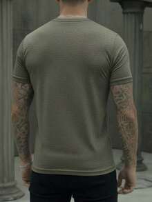 PLAIN ROUND NECK SHORT SLEEVE T-SHIRT - Jasper Green - View 3