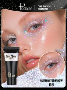 Pudaier 1支液体闪光眼影，持久防晕染，3D闪亮光泽妆效，完美适用于派对、音乐节、嘉年华、万圣节等场合。 - 06 - 查看 1