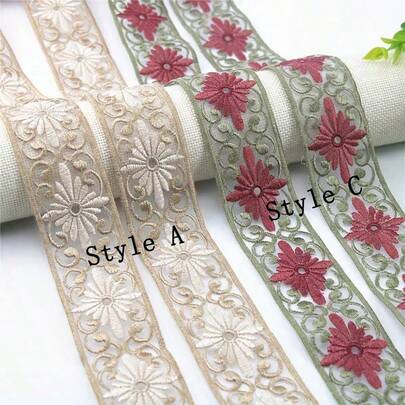3.7CM Organza Rhombus Embroidered Lace Trim, Sewing Accessory For Hanfu, Cheongsam, DIY Crafts, Home Textiles