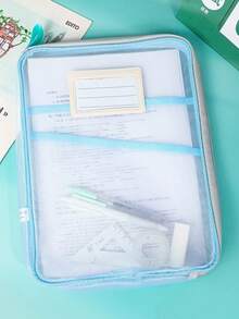 1pc A4 Double-Layer Grid Organizer Bag, Subject Divider Bag, Exam Paper & Book Storage Bag, Document Pouch, Study Supplies Tote - Multicolor - View 5