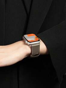 1 pieza Correa de reloj estilo deportivo minimalista para hombre, compatible con Apple Watch 38mm 40mm 41mm 42mm 44mm 45mm 46mm 49mm, compatible con Apple Watch Series 11 10 9 8 SE 7 6 5 4 3 2 1 Ultra 3/2/1 S10/S11, correa de cuero PU reemplazable - Gris - Ver 2