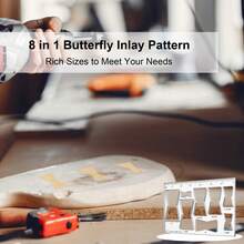 Juego de 8 plantillas de router para trabajos en madera - Diseños de incrustación de mariposa, estrella y lazo de moño de acrílico, perfecto para manualidades y proyectos DIY, artículos esenciales para manualidades | Incrustación decorativa | Acrílico duradero, plantillas para trabajos en madera - A - Ver 8