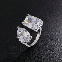 新款女士极简主义超闪亮水滴方形锆石开口可调节手链，个性化百搭珠宝礼品 - KYRA01683 - 查看 7