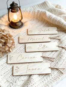 个性化木质书签礼品创意，可定制任何名字，学生奖励礼物，毕业礼物/学生礼物，书签，派对礼品袋，婚礼木质宾客礼物，婚礼批量回礼，新娘送礼会回礼，纪念品，可重复使用，可爱，高品质，优雅生活，艺术生活 - 彩色 - 查看 2