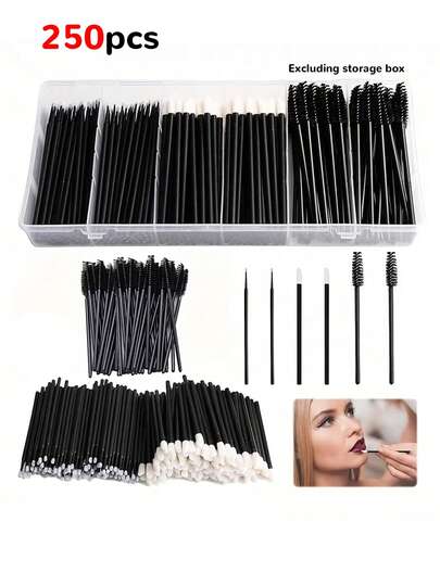 250/100/50 件套化妆刷套装，眉刷，睫毛膏刷，唇彩笔，眼线笔，眼影刷，睫毛刷，一次性化妆工具（不含收纳盒）