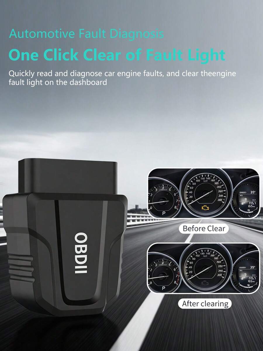 Máy quét chẩn đoán OBDII không dây, công cụ đọc mã lỗi ô tô, tương thích với IOS và Android, hỗ trợ tất cả các giao thức OBD2. - màu đen - Xem 1