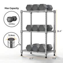 M MZG 500 Lbs Wire Shelf Unit, Space Saving 3-Tier Storage Shelf, Multi-Purpose Organizer Rack For Living Room Decor, Kitchen, Bathroom, Office-Silver 11.8" D X 17.7" W X 26.4" H - Sliver_3-Tier_11.8" D X 17.7" W X 26.4" H - 查看 10