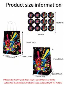 12pcs "67" Themed Party Gift Bags, Suitable For Birthday, Candy, Gathering. Numbered 67 Decor Animated Gift Supplies, Applicable For Baseball Party, Wedding, Bachelorette Party, Birthday And Outdoor Camping Etc. - Multicolor - View 4