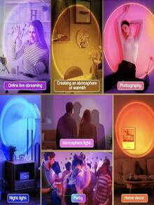 1 Stück USB betriebene LED Sonnenuntergang Projektionslampe, einstellbarer Winkel Sonnenuntergang Stimmungslicht, LED Nachtlicht geeignet für Fotografie/Party Dekoration, Wohnzimmer, Schlafzimmer, Camping, Hochzeit, auch ein tolles Weihnachtsgeschenk für Frauen, Mädchen, Freunde und Familie - Verschiedenfarbig - Übersicht 9