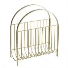 MyGift Deluxe - Soporte para revistas de metal de tono latón de mediados de siglo soporte de periódicos para revistas y álbumes de vinilo - Tono de metal latn - Ver 7