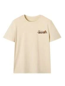 Women's Summer Fashion Trending Letter Print Loose Casual T-Shirt, Versatile Daily Casual Wear - Apricot - View 8