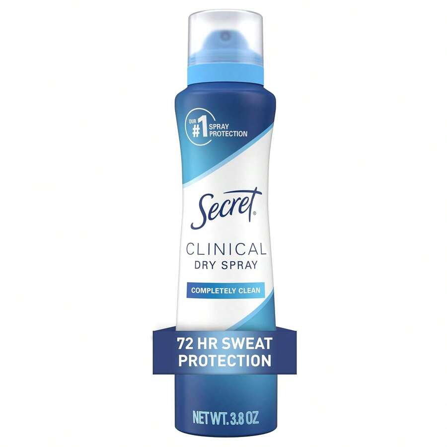 Secret Clinical Strength Dry Spray Antiperspirant Deodorant For Women, 3X Stress Protection, 72hr Sweat & Odor Protection, PH Balancing Minerals, Completely Clean Scent, 3.8 Oz - Completely Clean - 查看 1