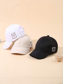 3pcs Baby Cute Cartoon Animal Printing Baseball Cap Solid Color Casual Sun Hat - Multicolor - View 3