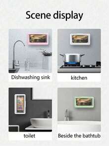 1pc Waterproof Slouchy Mobile Phone, Shower And Wall Bracket Phone Shower Case, Bathroom Waterproof Phone Box Case Mount With Touch Screen Function For Watching Videos And Tv Shows, No Hole Hanging Kitchen Phone Box Holder, Splash-Proof, Touch-Friendly - Compatible With IPhone 15, 14, 13, 12 Pro Max, XS, XR And Phones Under 6.8 Inches - Multicolor - View 7