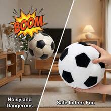 This Cute Mini Plush Football Is Soft And Fluffy, With A Black And White Patchwork Design. - Multicolor - View 3