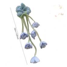 A Single-Pack Lily Of The Valley Tulip Hair Tie Adorned With Dangling Satin Ribbon - A Dreamy Accessory For Women - Hồng - Xem 5