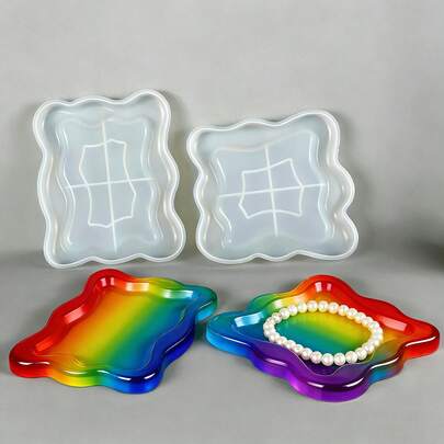 1pc Resin Cloud Tray Mold, 2 Styles Asymmetrical Cloud Resin Tray Silicone Mold, For Epoxy Resin Jewelry Trays, Display Trays, Candle Holders, Home Decor