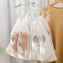 30 Non-Woven Fabric Portable Shoe Storage Bags- Travel Storage Bags With Drawstring Closure- White Sneaker-Specific Disposable Dust Covers, Shoe Drying Bags, Hanging Shoe Storage Bags, Hanging Shoe Organizers - View 3