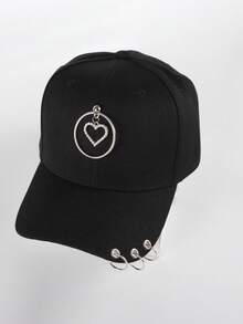 朋克风酷炫金属D形环扣棒球帽，街头风遮阳帽，男女通用款 - 黑色 - 查看 10