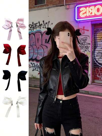 1 Pair Cute Bow Hair Clips, 3D Bowknot Elegant Hair Accessories/Clips For Women/Students, Daily Use,Summer,Holiday,Travel