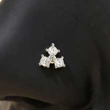 1个钛金G23L白色锆石精致小鼻环 - 銀色 - 查看 6